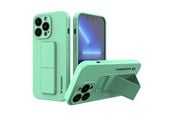 Mobil - Deksel og etui - Wozinsky Kickstand Case Silicone Case with Stand iPhone 13 Mini Mint - 9145576234303