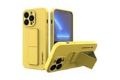 Mobil - Deksel og etui - Wozinsky  Kickstand Case Silicone Case with Stand iPhone 13 mini yellow - 9145576234310
