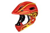 Sykkellys - Wozinsky Fullface Children's Bicycle Helmet with USB Rear Light 52-56 cm - Red-Yellow - 5907769381003
