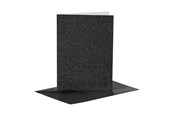 Blokker & Notisbøker - Creativ Company Cards and Envelopes 10.5x15cm Glitter Black - 4 pcs. - 23027