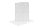 Blokker & Notisbøker - Creativ Company Cards and Envelopes 10.5x15cm Glitter Silver - 4 pcs. - 23024