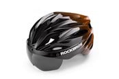 Sykkelutstyr - Rockbros Bike Helmet with Visor Detachable UV Protective Goggles Unisex - Black/Brown - 8386824304077