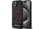 Mobil - Deksel og etui - Mercedes AMG Silicone Large Rhombuses Pattern MagSafe Case for iPhone 15 / 14 / 13 - Black - 3666339141165