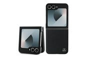 Mobil - Deksel og etui - Mercedes Leather Wood Imitation MagSafe Case for Samsung Galaxy Z Flip 6 - Black - 3666339323080