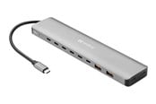 USB-hub - Sandberg USB-C to 8xUSB-C+2xUSB-A 100W USB-hub - 10 porter - Grå - 136-80