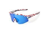 Sykkelutstyr - Rockbros Polarized Cycling Glasses with UV Protection and Corrective Insert Blue Lenses - USA Pattern - White - 8386824303766