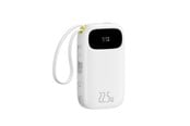 Nødlader - Baseus EnerFill FC31 10000mAh 22.5W Power Bank with Digital Display with 2 Built-in Cables - White Nødlader - Hvit - 10000 mAh - P10082106213-00