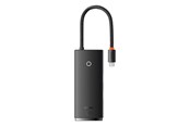 Dokkingstasjon - Baseus Lite Series multifunctional HUB USB Type C - 2 x USB 3.0 / USB Type C PD / HDMI 1.4 / SD / TF black (WKQX050101) - 6932172606343