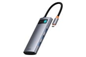 USB-hub - Baseus Metal Gleam 7in1 HDMI 4K 60Hz USB-C Hub / 3x USB 3.0 / USB-C PD / SD / microSD - Gray USB-hub - B00030708811-01