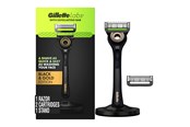 Barberingsutstyr - Gillette Exfoliating Bar Razor Black and Gold Edition (2 Count + Handle + Stand) - 8700216355520