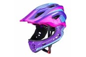 Sykkelutstyr - Rockbros TT-32SBPP-M children's bicycle helmet with removable chinbar size M - purple-pink - TT-32SBPP-M
