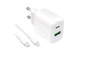 Mobil - Adaptere og ladere - Puro PROLITE 25W USB-A / USB-C Wall Charger + USB-C - USB-C 1.2m Cable - White - PUTCUSBAC25WDYKCCWHI