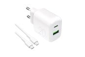 Mobil - Adaptere og ladere - Puro PROLITE 20W USB-A / USB-C Wall Charger + USB-C - USB-C 1.2m Cable - White - PUTCUSBAC20WDYKCCWHI