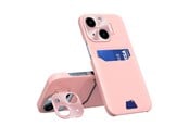 Mobil - Deksel og etui - Hurtel Leather Stand Case for iPhone 14 Plus Card Wallet Cover with Stand Pink - 9145576269671