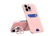 Mobil - Deksel og etui - Hurtel Leather Stand Case for iPhone 14 Pro Max Card Wallet Cover with Stand Pink - 9145576269732