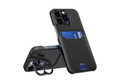 Mobil - Deksel og etui - Hurtel Leather Stand Case for iPhone 14 Pro Max Cover Card Wallet with Stand Black - 9145576269756