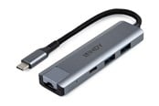 USB-hub - Lindy USB 3.2 Gen 2 Type C Hub & Gigabit Ethernet Converter USB-hub - USB 3.2 - 4 porter - Grå - 43422