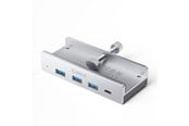 USB-hub - ORICO MH4PC Hub Clamp-Mounted USB-C / 3x USB-A 3.0 + 1x USB-C 3.0 - Silver USB-hub - USB 3.0 - 4 porter - Grå - MH4PC-10-SV-BP