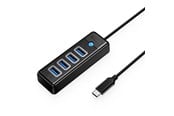 USB-hub - ORICO PW4U-C3 USB-C / 4x USB-A 3.0 Hub - Black USB-hub - USB 3.0 - 4 porter - Svart - PW4U-C3-015-BK-EP