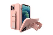 Mobil - Deksel og etui - Hurtel Rope Case Silicone Cover with Lanyard Purse Lanyard Strap for Xiaomi Redmi Note 11 Pro Pink - 5907769340468