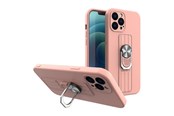 Mobil - Deksel og etui - Hurtel Ring Case Silicone Case with Finger Holder and Stand for Xiaomi Redmi Note 11 Pro Pink - 5907769340949