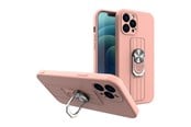 Mobil - Deksel og etui - Hurtel Ring Case Silicone Case with Finger Grip and Stand for Xiaomi Poco M4 Pro 5G Pink - 5907769340987