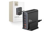 Mobil - Adaptere og ladere - Tech-Protect DC80W-GAN 6-PORT PD80W/QC3.0 Charging Station - Black - 5906302375448