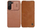 Mobil - Deksel og etui - Nillkin Qin Leather Pro Case Case for Samsung Galaxy S22+ (S22 Plus) Camera Cover Holster Cover Flip Case Brown - 6902048235540