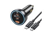 Mobil - Adaptere og ladere - Baseus 160W Car Charger with Qualcomm® Quick Charge™ 5 Technology 2xUSB-C 1xUSB-A - Gray - CGZX000013