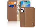 Mobil - Deksel og etui - Dux Ducis Hivo Leather Flip Case Genuine Leather Cover Card & Document Wallet iPhone 14 Plus Brown - 6934913033005