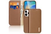 Mobil - Deksel og etui - Dux Ducis  Hivo Leather Flip Case Genuine Leather Cover Card & Document Wallet iPhone 14 Pro Brown - 6934913033036