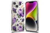 Mobil - Deksel og etui - Ringke Fusion Design Armored Case Cover with Gel Frame iPhone 14 Plus Clear (Purple rose) (FD637E29) - 8809881265605