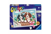 Kreative leker - Ravensburger CreArt Paint by Numbers - Dogs in a Basket - 12023060 1