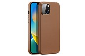 Mobil - Deksel og etui - Dux Ducis Grit Leather Case for iPhone 14 Plus Elegant Faux Leather Case (MagSafe Compatible) Brown - 6934913036952