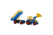 Leketøysbil - Cavallino Toys Cavallino Tractor with Front Loader and Trailer Blue - 3009WD01
