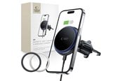 Mobil - Andre tilbehør - Tech-Protect MM15W-V4 Car Phone Holder with MagSafe 15W Inductive Charger for Air Vent - Black - 9490713933787