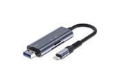 USB-hub - Tech-Protect UltraBoost SD / micro SD card reader with Lightning / USB-A connector - grey USB-hub - USB 2.0 - 3 porter - Grå - 5906302307845