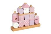 Babyleker - Small Foot - Wooden Stacking House Pink - 18pcs. - 12713