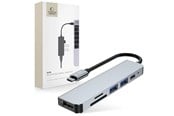 USB-hub - Tech-Protect HUB V3 5in1 USB-C - USB-A 3.0 / USB-A 2.0 / USB-C / HDMI / RJ45 - grey USB-hub - USB 2.0 - 6 porter - Grå - 9589046919343
