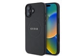 Mobil - Deksel og etui - GUESS Grained Gold Ring MagSafe case for iPhone 16 - black - 3666339303501