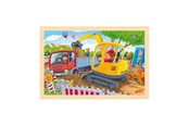 Puslespill - Goki Wooden Jigsaw Puzzle Excavator 24pcs. Tre - 57338