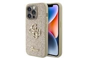 Mobil - Deksel og etui - GUESS Glitter Script Big 4G iPhone 15 Pro Case - Gold - 3666339147808