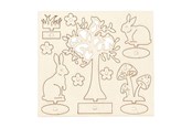 Byggesett - Creativ Company DIY Wooden Figures Hares Tree and Mushrooms - 57942