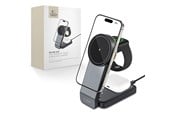 Mobil - Adaptere og ladere - Tech-Protect QI15W-A28 MagSafe 3in1 Inductive Charger with Stand for Smartphone / Apple Watch / AirPods - Black - 9490713934593