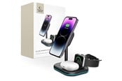 Mobil - Adaptere og ladere - Tech-Protect QI15W-A27 3in1 Inductive Charger with MagSafe Stand for Smartphone / Apple Watch / AirPods - Black - 9490713934586