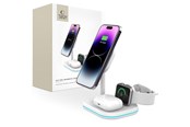 Mobil - Adaptere og ladere - Tech-Protect QI15W-A27 3in1 Inductive Charger with MagSafe Stand for Smartphone / Apple Watch / AirPods - White - 9490713934647