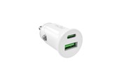 Mobil - Adaptere og ladere - Puro Pro Lite Car Charger 1x USB-A + 1x USB-C Power Delivery 20W - White - PUMCHUSBAC20WWHI