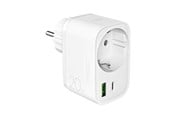Diverse kabel - Puro 20W Power Delivery Charger with Schuko Plug and Socket 1x USB-C + 1x USB-A - White - PUTCSPUSBAC20WWHI