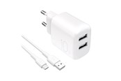 Mobil - Adaptere og ladere - Puro PROLITE 10W 2x USB-A wall charger + USB-A - USB-C cable 1.2m - white - PUTC2USBA10WDYKACWHI