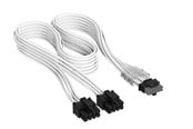 Strømkabel (intern) - Corsair Elite Premium Individually Sleeved 2x 8-Pin to PCIe 12V-2x6 600W (Type 4) - Hvit - CP-8920424